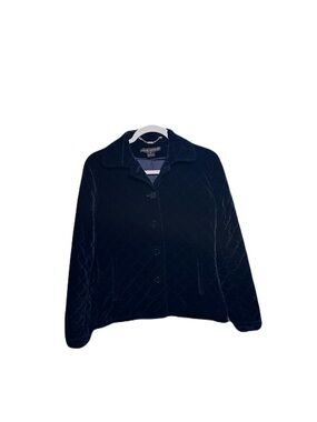 Ralph Lauren Black Label Navy Blue Quilted Velvet Button Jacket Sz Medium